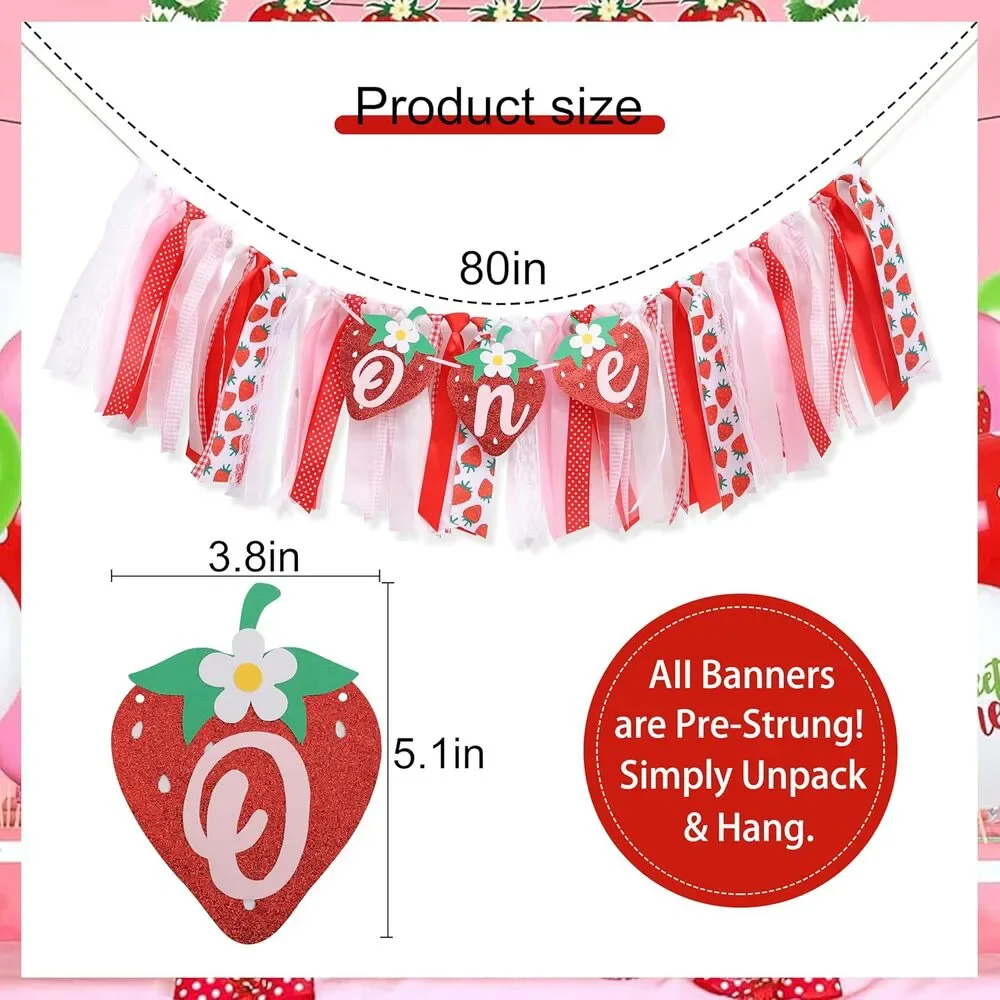 Strawberry 1st Birthday High Chair Banner